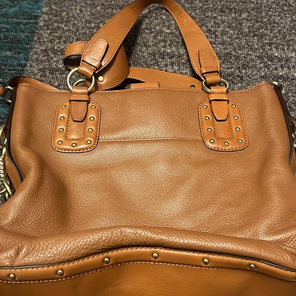 NWOT Large Michael Kors Saddle brown Convertible Studded Satchel - Picture 9 of 13